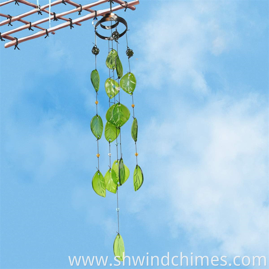 Glass Leaves Wind Chimes